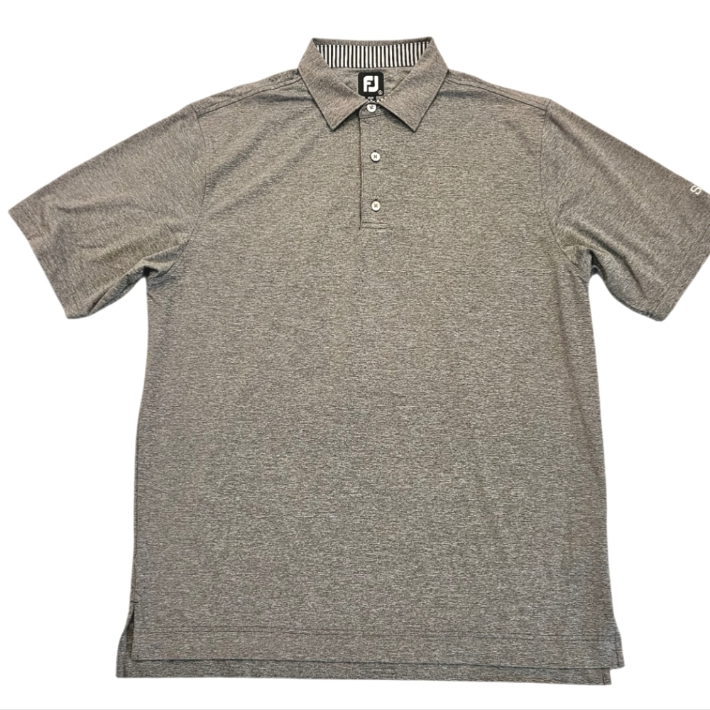 FootJoy Solid Gray STAFF Performance Golf Polo Shirt Quick Dry L Foot Joy